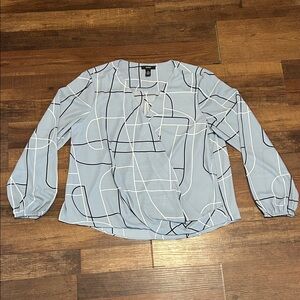 Alfani Sky Blue Geometric Blouse
